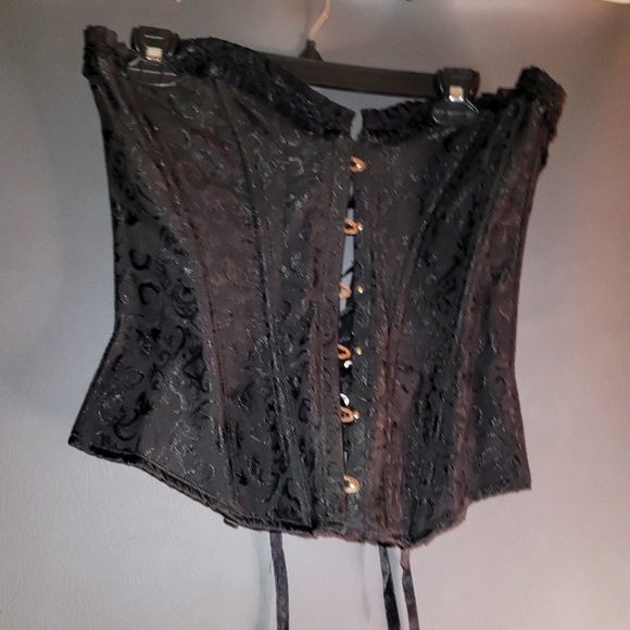 Vintage women goth black sleeveless corset intimates L ties in back - Picture 1 of 4